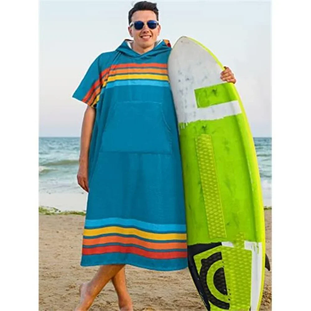 Surf Poncho Changing Robe Hooded Microfiber Quick Dry Towel Beach Swim Men Women